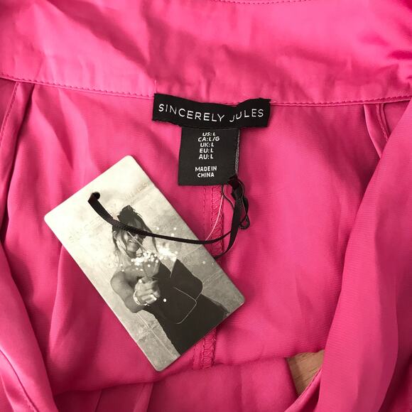 Sincerely‎ Jules Top Womens Large Pink Blouse Satin Halter Party Career Silky - Picture 7 of 7